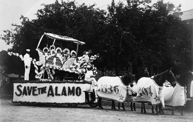 Battle of Flowers Parade Float with Mules